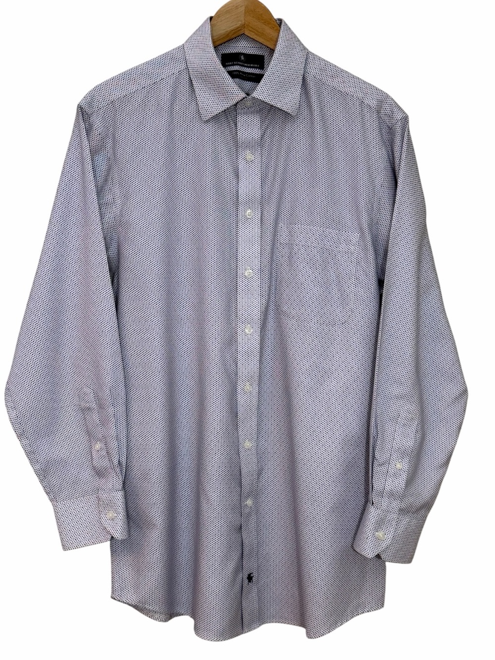 Hart Schaffner Marx Men Microprint Button Long Slv Shirt Sz 16 33 Pima Cotton